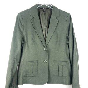 BCBGMaxAzria Linen Blend Blazer. Deep Olive Green. Size M